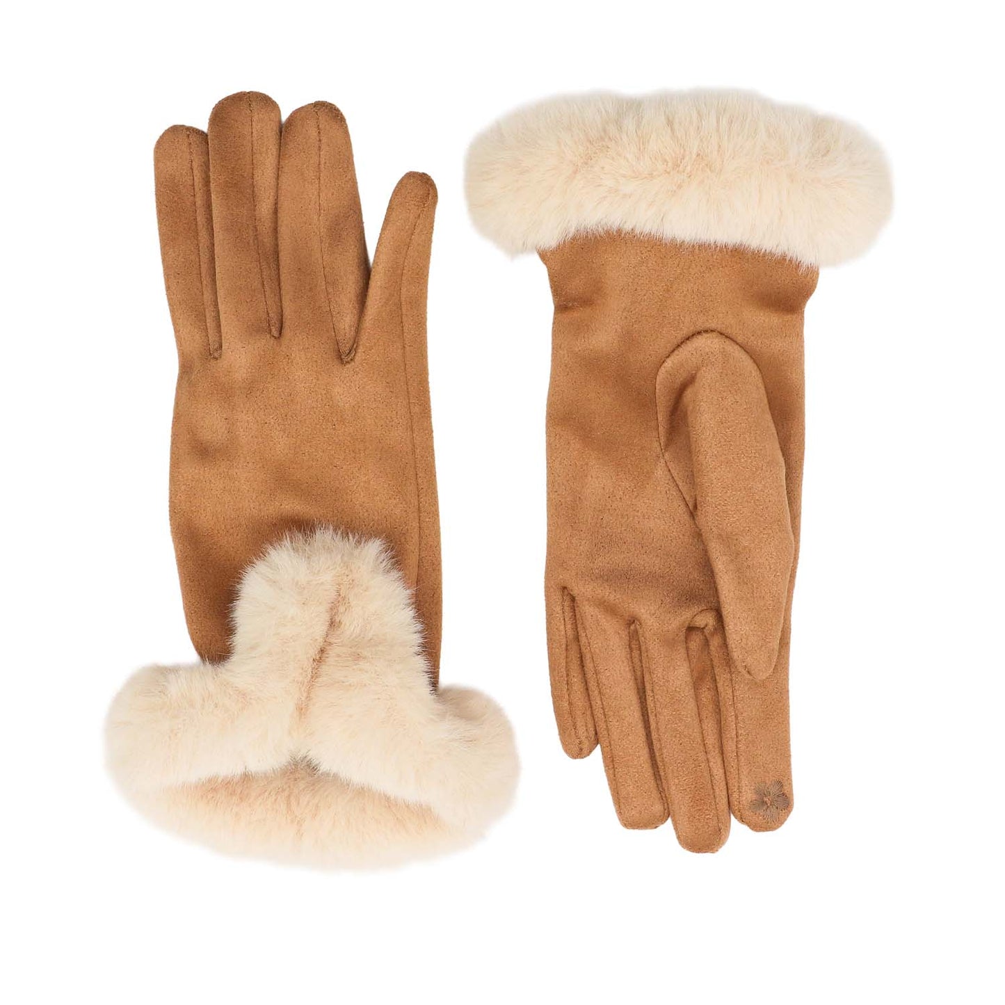 Faux Fur Cuff Gloves Taupe