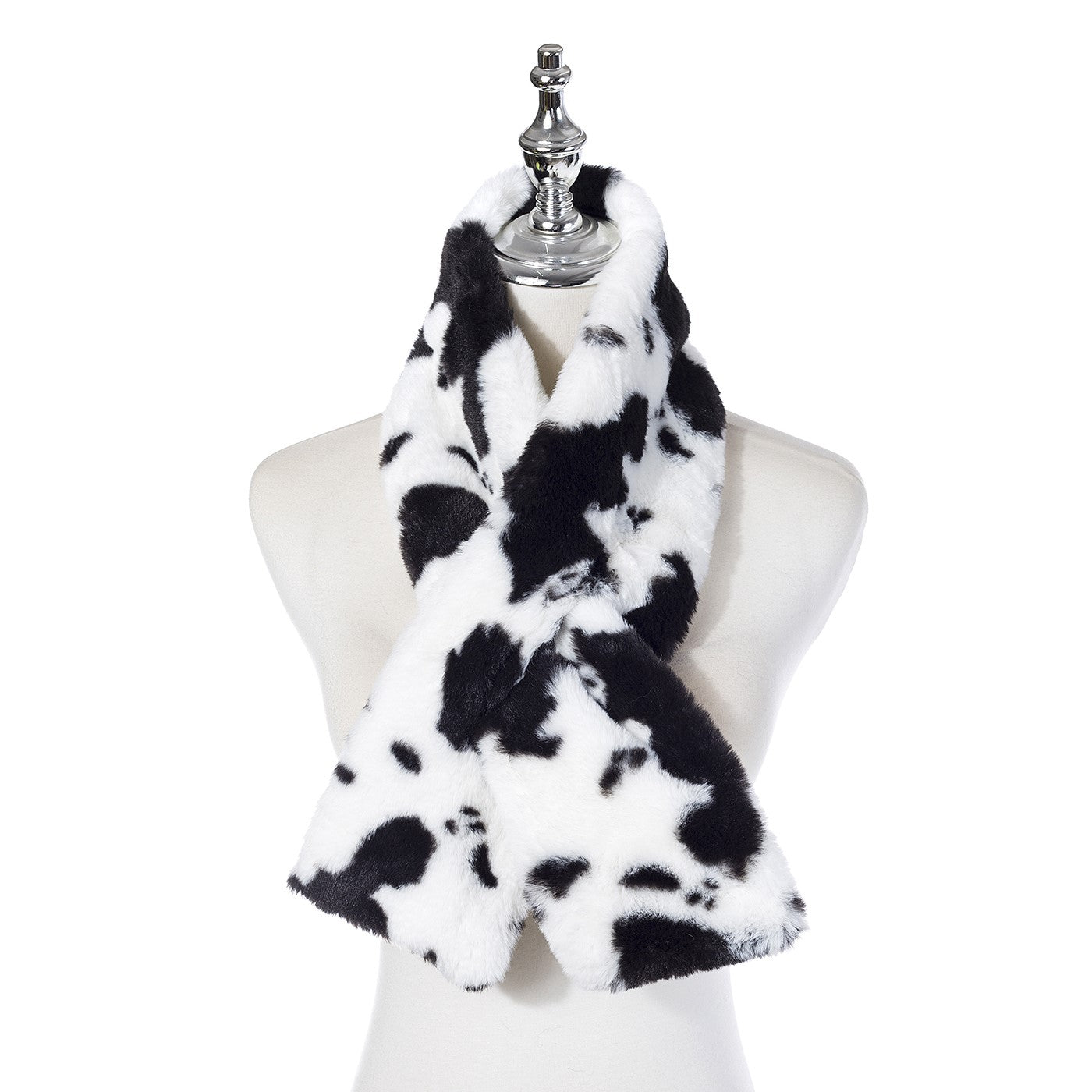 Cow Print Faux-Fur Scarf