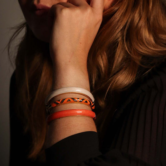 Enamelled Metal Bangle Orange