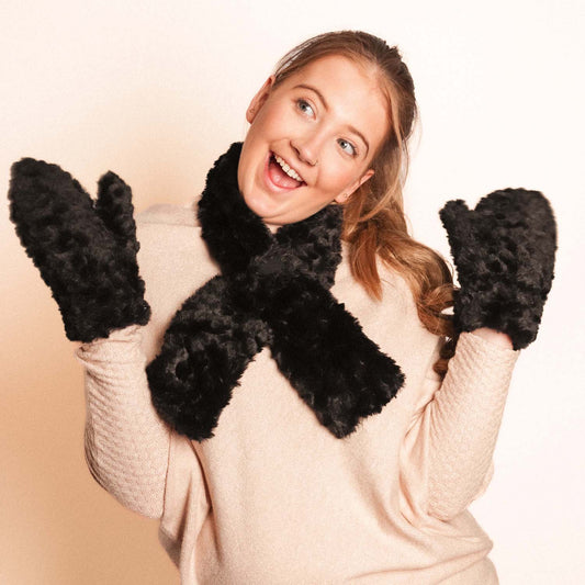 Teddy Mittens Black