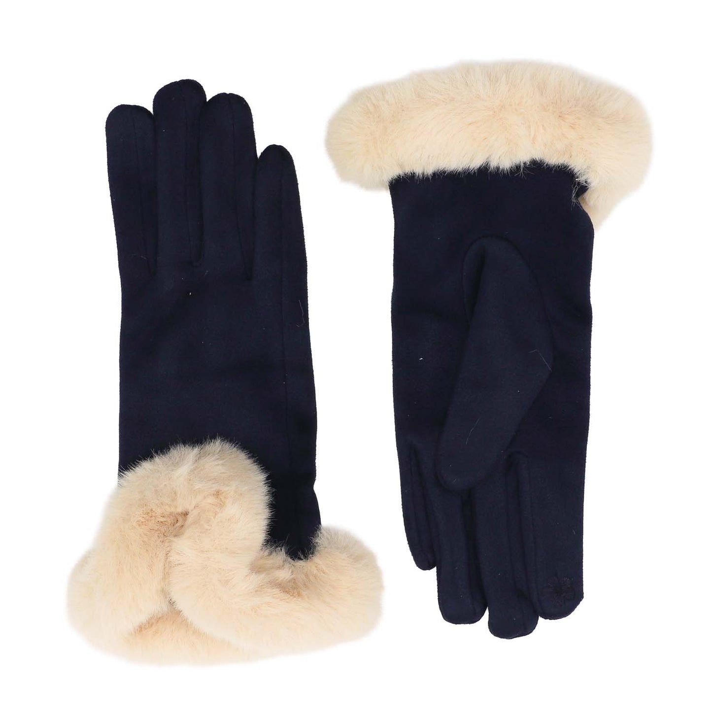 Faux Fur Cuff Gloves Navy