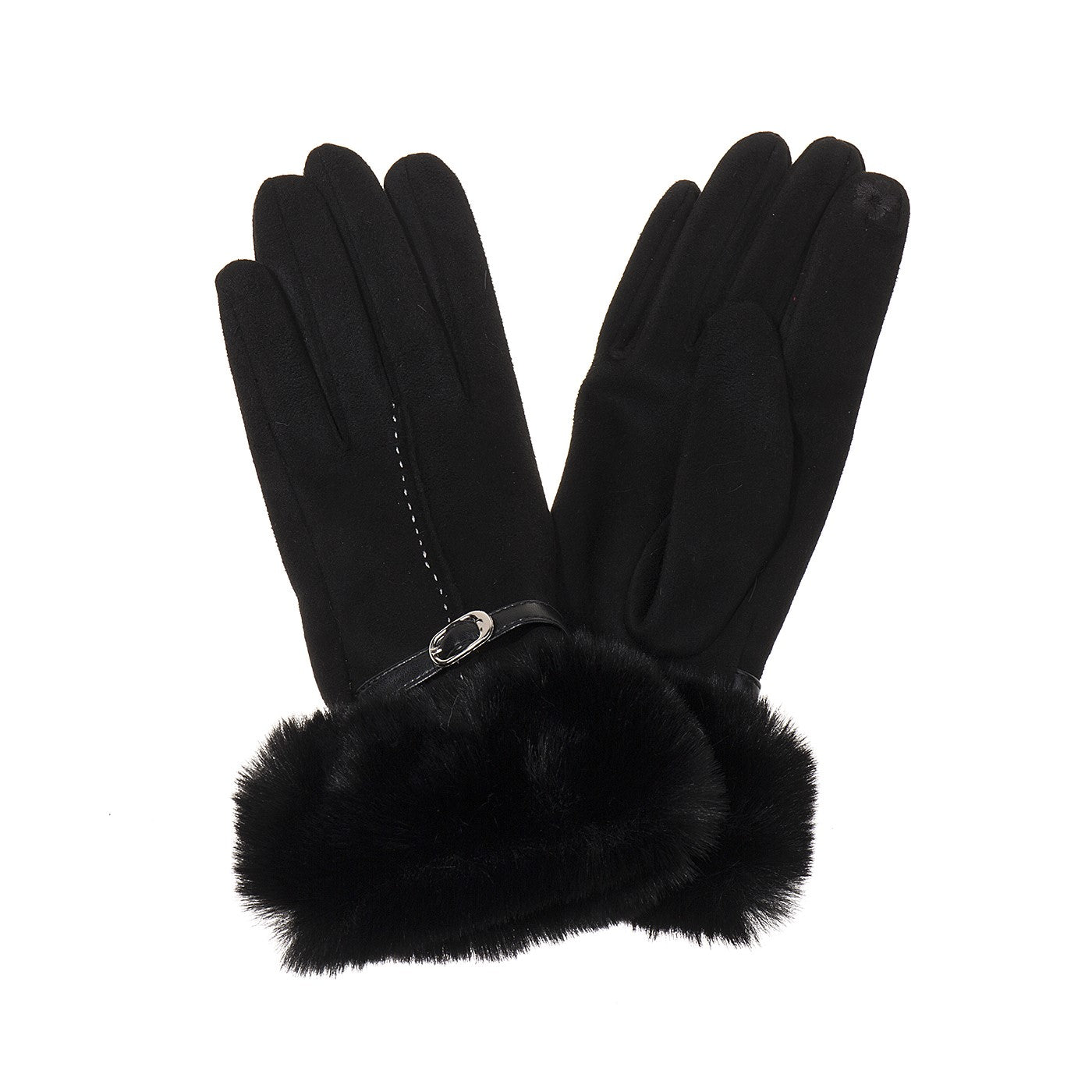 Faux Fur Cuffed Glove with Buckle
