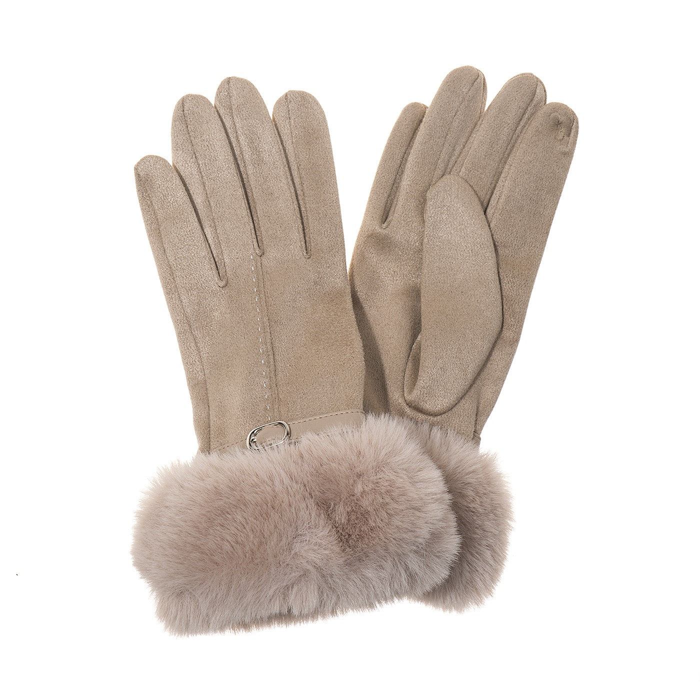 Faux Fur Cuffed Glove with Buckle
